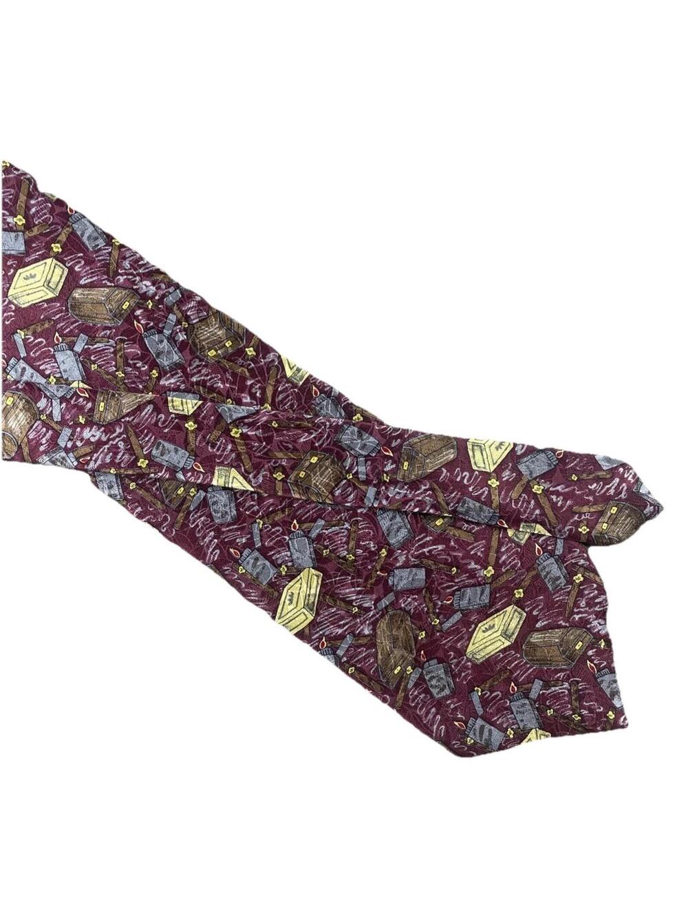 ANTHONY RICHARDS Vintage Tie Made in USA Cigars Lighter Humidor Maroon Textured